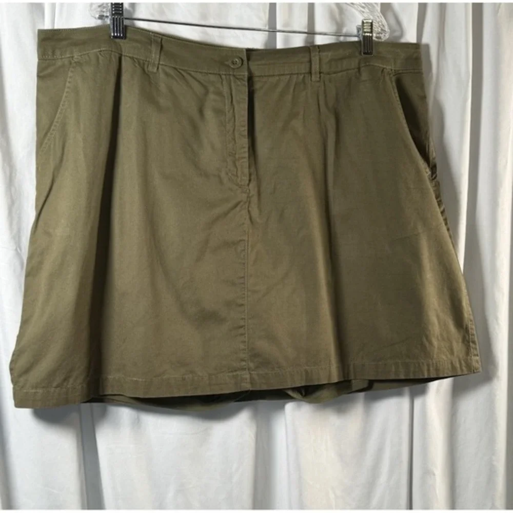 Ellos Olive Green Cotton Blend‎ Stretch Skort Plus 22 Mini Skirt Casual  82-20